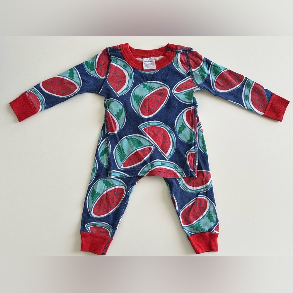 Hanna Andersson long john pajamas pjs. Size 80 cm 18-24 month mos. Watermelon